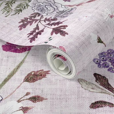 Spoonflower Peel And Stick Wallpaper Jane (lavender) Jumbo 2' X 12' Removable