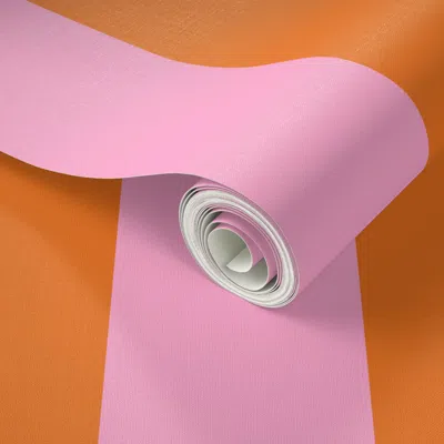 Spoonflower Peel And Stick Wallpaper Janette Basic Bold Awning Candy Stripe Orange Pink Preppy 4 Inch 2' X 12' R