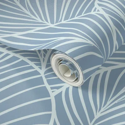 Spoonflower Peel And Stick Wallpaper Japandi Minimalist Big Palm Leaves. Mid Century Modern Banana Leaves 2' X 1