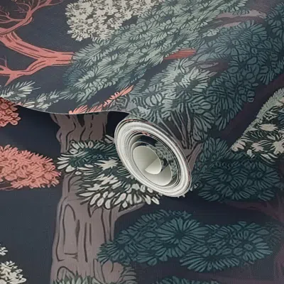Spoonflower Peel And Stick Wallpaper Japanese Tranquility Garden Endless Forest 2' X 12' Removable
