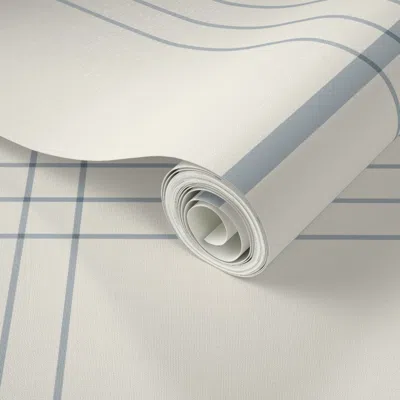 Spoonflower Peel And Stick Wallpaper Jumbo // Classic Plaid Stripe - French Gray Blue - Simple Minimalist 2' X 1