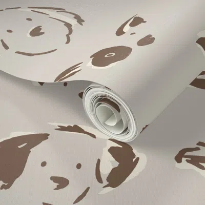 Spoonflower Peel And Stick Wallpaper Jumbo Dog Doodles - Cute Animal Sketches - Brown And Taupe Grey - 24" 2' X  In Neutral