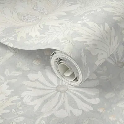 Spoonflower Peel And Stick Wallpaper Jumbo - Honeysuckle Inspired - William Morris - Light Sea Green 2' X 12' Re