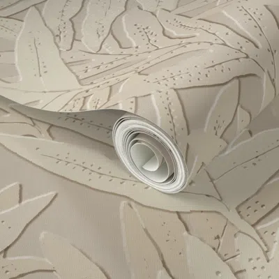 Spoonflower Peel And Stick Wallpaper Jumbo Jungle Leaves Relief-putty 2' X 12' Removable