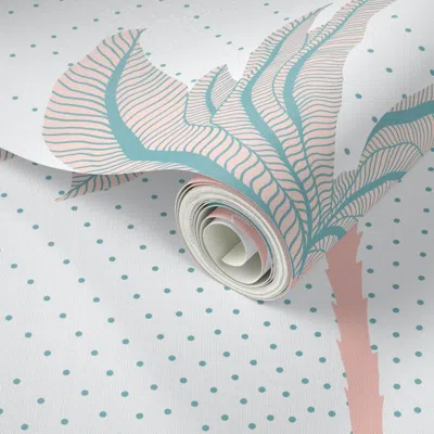 Spoonflower Peel And Stick Wallpaper Jumbo Retro Tropical Palm Springs 60s Coastal Preppy Teen Dorm Room Decor 2