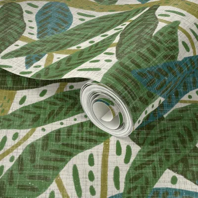 Spoonflower Peel And Stick Wallpaper Jungle Foliage 2' X 12' Removable In Multi
