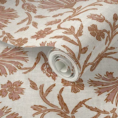 Spoonflower Peel And Stick Wallpaper Kalami Floral Mauve Custom 2' X 12' Removable