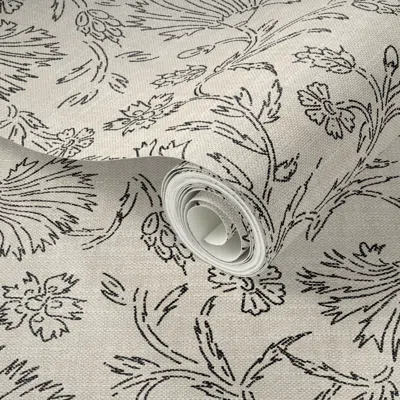 Spoonflower Peel And Stick Wallpaper Kalami Linen Black Line  Removable
