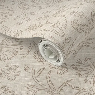 Spoonflower Peel And Stick Wallpaper Kalami Linen Simple 2' X 12' Removable In Neutral