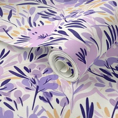 Spoonflower Peel And Stick Wallpaper Kandinsky Lavender Flowers  Removable In Multi