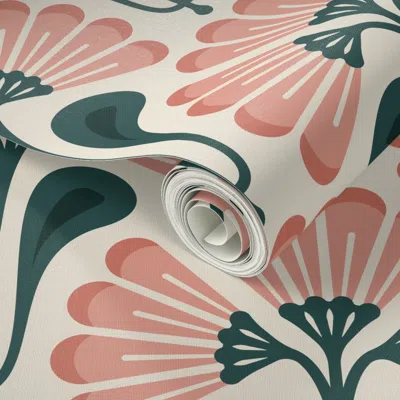 Spoonflower Peel And Stick Wallpaper Kf 0326 D - Large 12" - Vintage Retro Daisy 70s Modern Geometric Floral  Re