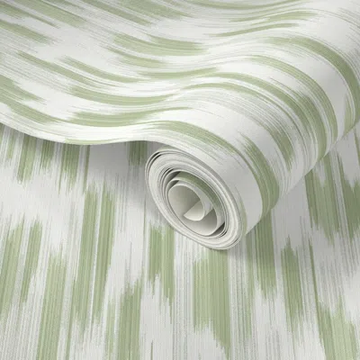 Spoonflower Peel And Stick Wallpaper Kiersten Ikat Strawberry Greens 2' X 12' Removable