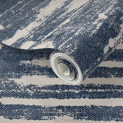 Spoonflower Peel And Stick Wallpaper Kufi Denim Large 2' X 12' Removable In Multi