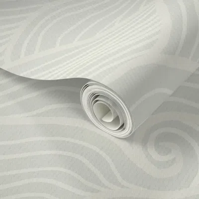 Spoonflower Peel And Stick Wallpaper (l) Birds Flying Above Clouds - Neutral Ecru Beige - Japanese Minimalism 2'