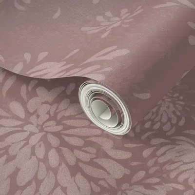 Spoonflower Peel And Stick Wallpaper (l) Dahlia Cafe Au Lait - Textured Floral On Warm Neutral Mauve Rose 2' X 1