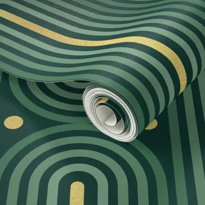 Spoonflower Peel And Stick Wallpaper L Emerald Forest Arch Curved Striped 0109 A 2' X 12' Removable
