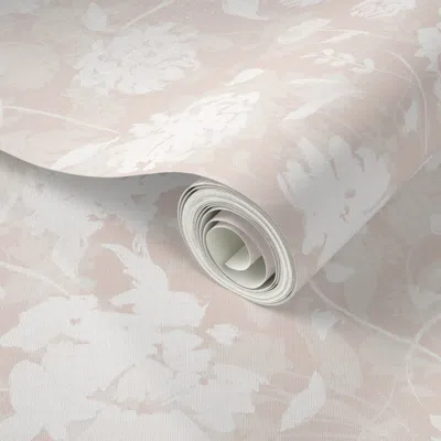 Spoonflower Peel And Stick Wallpaper (l) Layered Peonies Soft Cream Beige And White Textured Floral Foliage  Rem In Neutral