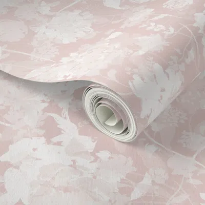 Spoonflower Peel And Stick Wallpaper (l) Layered Peonies. Soft Dusty Rose Pink Cream. Textured Floral Botanical.