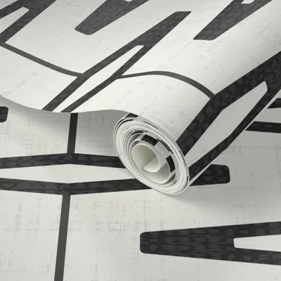 Spoonflower Peel And Stick Wallpaper (l) Mid-century Modern Warm Minimal Stacked Diamond Shapes In Black & White