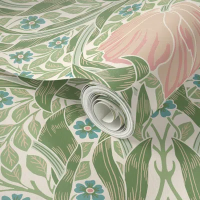 Spoonflower Peel And Stick Wallpaper L Pimpernel William Morris Heritage Elegant Glamour & Cottage Flowers Deco 