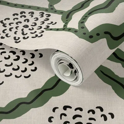 Spoonflower Peel And Stick Wallpaper La Ville Vine Linen Olivetone 2' X 12' Removable