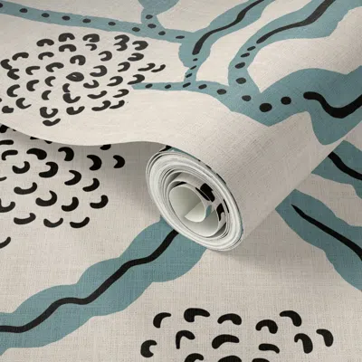 Spoonflower Peel And Stick Wallpaper La Ville Vine Linen Rain 2' X 12' Removable
