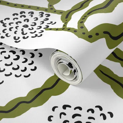 Spoonflower Peel And Stick Wallpaper La Ville Vine Sap White 2' X 12' Removable