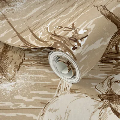 Spoonflower Peel And Stick Wallpaper Labradors At The Lake-in Coffee Cream Espresso  Removable