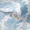Spoonflower Peel And Stick Wallpaper (large) Acanthus Leaves - Watercolour Damask Light Blue 2' X 12' Removable In Blue