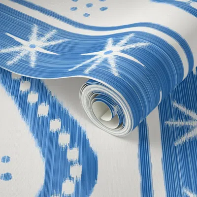 Spoonflower Peel And Stick Wallpaper Large Blue On Cream Charlie Stripe  Removable