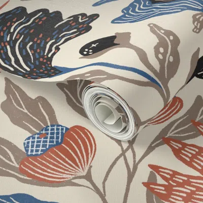 Spoonflower Peel And Stick Wallpaper Large - Calanthia- East Fork - Fall Inspired Palette - Panna Cotta 2' X 12'