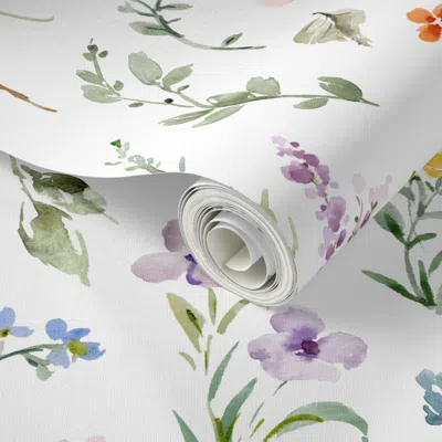 Spoonflower Peel And Stick Wallpaper Large / Dainty Summer Flowers 2' X 12' Removable