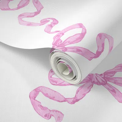 Spoonflower Peel And Stick Wallpaper Large Hannah Ribbon Trellis Orchid On White 2' X 12' Removable