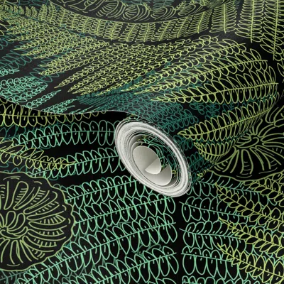 Spoonflower Peel And Stick Wallpaper Large Hapu'u Fern Black  Removable In Multi