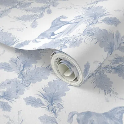 Spoonflower Peel And Stick Wallpaper Large Heirloom Equestrian Toile In Soft Powder Blue 2' X 12' Removable