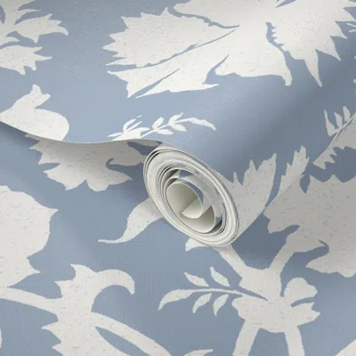 Spoonflower Peel And Stick Wallpaper Large Lucinda Silhouette Light Indigo Blue 2' X 12' Removable
