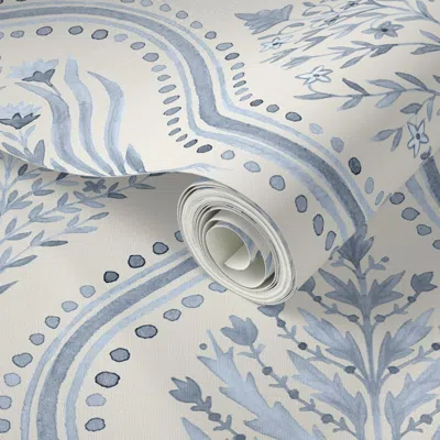 Spoonflower Peel And Stick Wallpaper Large Monticello-new-navy-cream 2' X 12' Removable