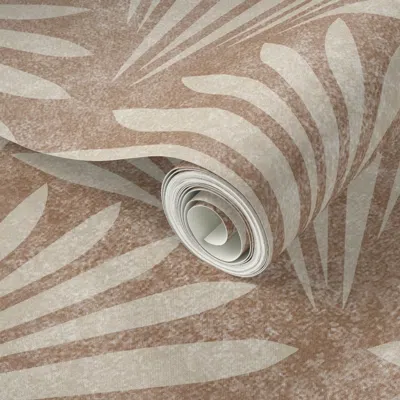 Spoonflower Peel And Stick Wallpaper Large Neutral Art Deco Moody Floral Mocha Brown Heritage Revival Seashell 2
