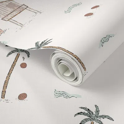 Spoonflower Peel And Stick Wallpaper Large Scale "at The Beach" 2' X 12' Removable