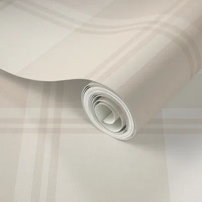 Spoonflower Peel And Stick Wallpaper Large Scale Plaid Beige Linen 2' X 12' Removable