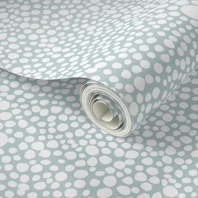 Spoonflower Peel And Stick Wallpaper Large Shagreen White On Aqua 2' X 12' Removable In Multi