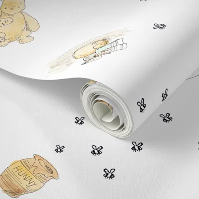 Spoonflower Peel And Stick Wallpaper Large Tossed Winnie The Pooh Animals Classic Kids Nursery  Fabric 2' X 12' 