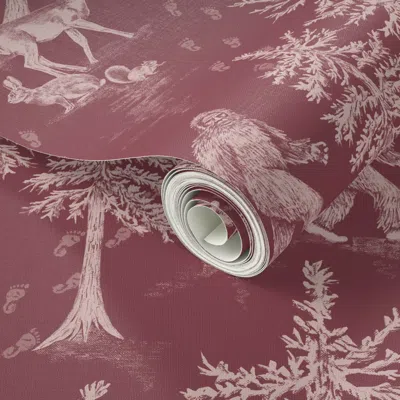 Spoonflower Peel And Stick Wallpaper Large-scale Muted Red Bigfoot & Friends 2' X 12' Removable