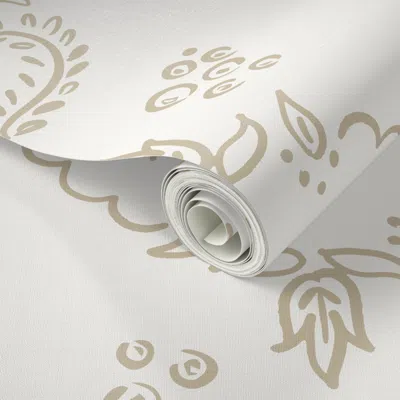 Spoonflower Peel And Stick Wallpaper Laundry Day Tan 2' X 12' Removable