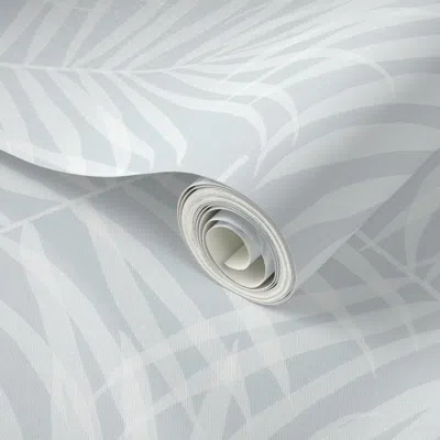 Spoonflower Peel And Stick Wallpaper Layered Palm Leaf Fronds Light Blue Veil Boho Farmhouse Chic Casual 2' X 12