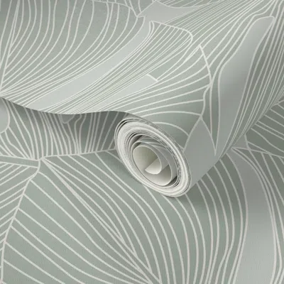 Spoonflower Peel And Stick Wallpaper Leafy Greens In Sage 2' X 12' Removable