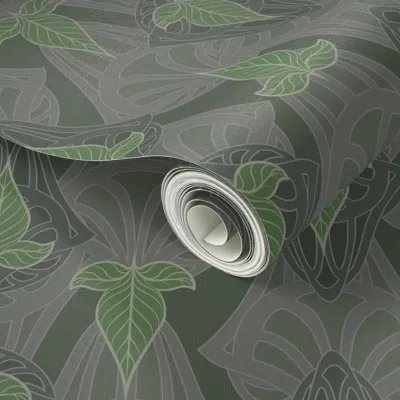 Spoonflower Peel And Stick Wallpaper Leaves Of Lorien Green Small 2' X 12' Removable