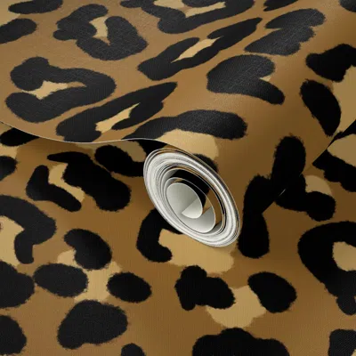 Spoonflower Peel And Stick Wallpaper Leopard Print Xxl - Dark Tan & Tan 2' X 12' Removable