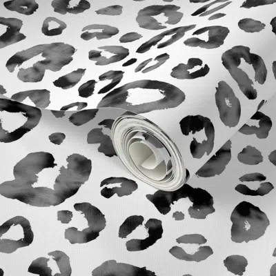 Spoonflower Peel And Stick Wallpaper Leopard Skin Print. Black And White 2' X 12' Removable