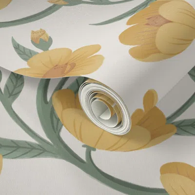 Spoonflower Peel And Stick Wallpaper Less Saturated - Buttercup Cats - Big Scale  Removable